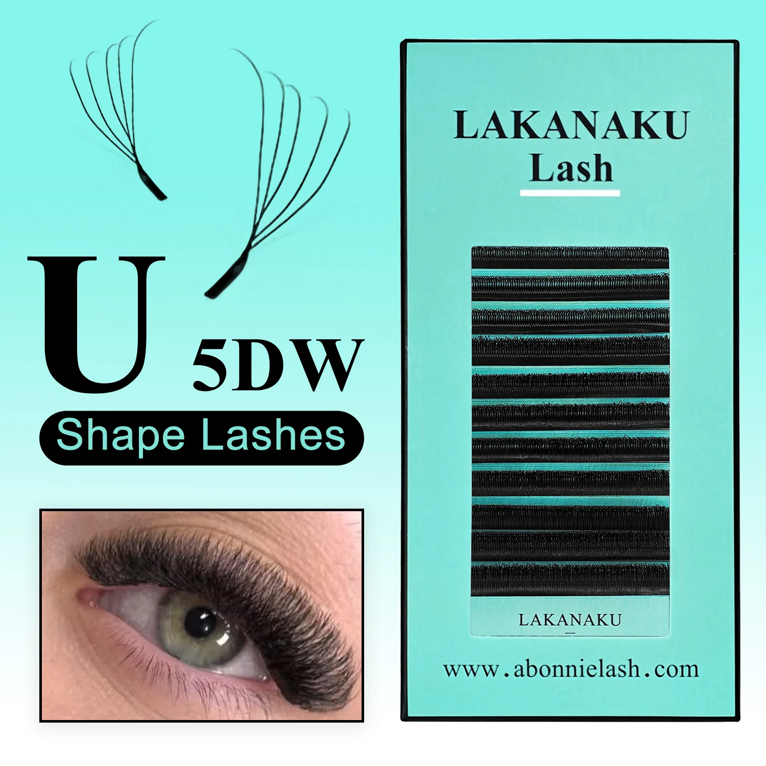 LAKANAKU Cilios U Shape 5D W Lashes Brazilian W-shaped Lash Bundles Speedy Clover Cilios Premade Fans Lash Extensions