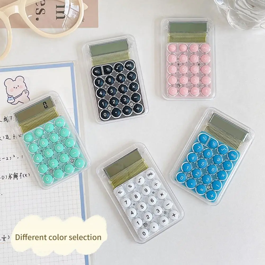 Mini Calculator Rebound Key Anti-slip Base Student Calculator Students Portable Transparent Electronic Calculator