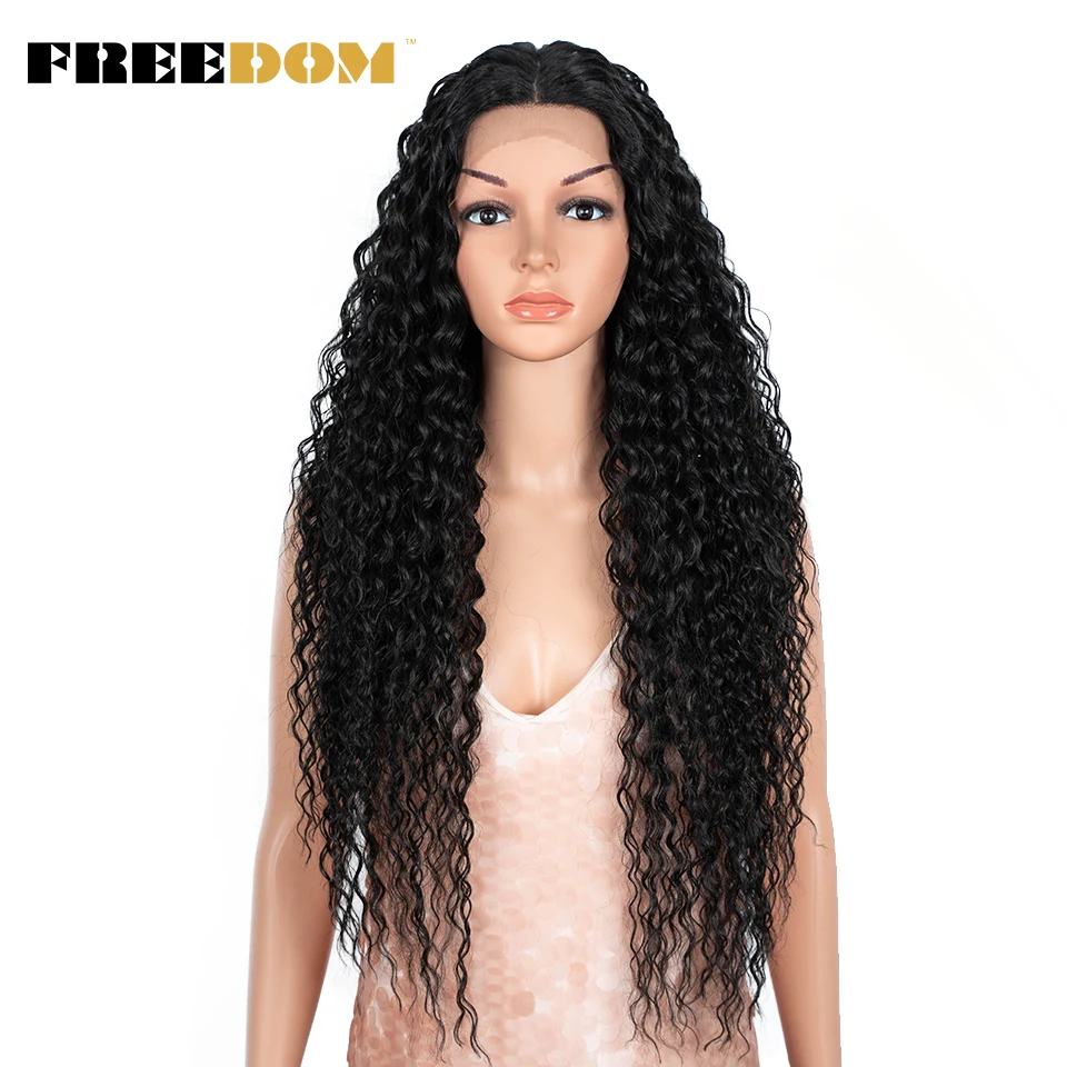 

FREEDOM Synthetic Lace Front Wigs Long Curly Wig 30 inch Omber Red Blonde Lace Wigs For Black Women Heat Resistant Cosplay Wigs