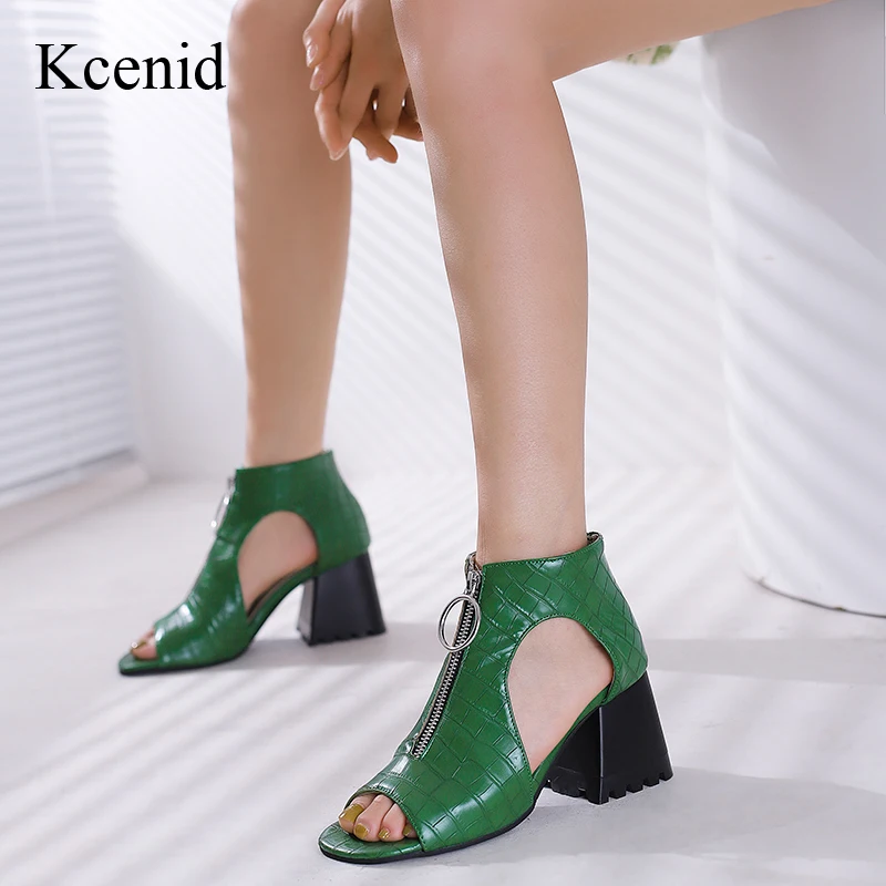 

Kcenid High Heels Sexy Peep Toe Sandals For Women Ankle Wrap Gladiator Fashion Zipper Women Sandals Summer Boots Plus Size 35-48