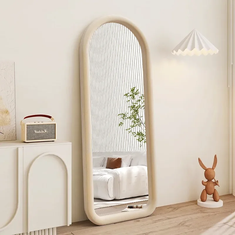 for French Cream Style Full Length Mirror for Girls Bedroom Wall Mounted Makeup Mirror Special Shaped Floor Standing Mirror