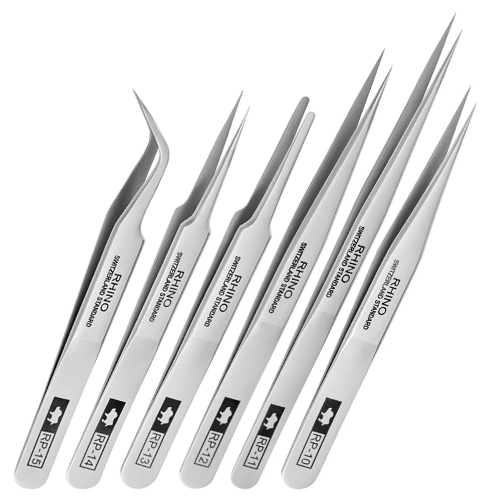 TOOLS RP Series High-hardness Carbon Steel Anti-magnetic Anti-acid Tweezers for Beauty Electronics Jewelry Industry PRO RHINO