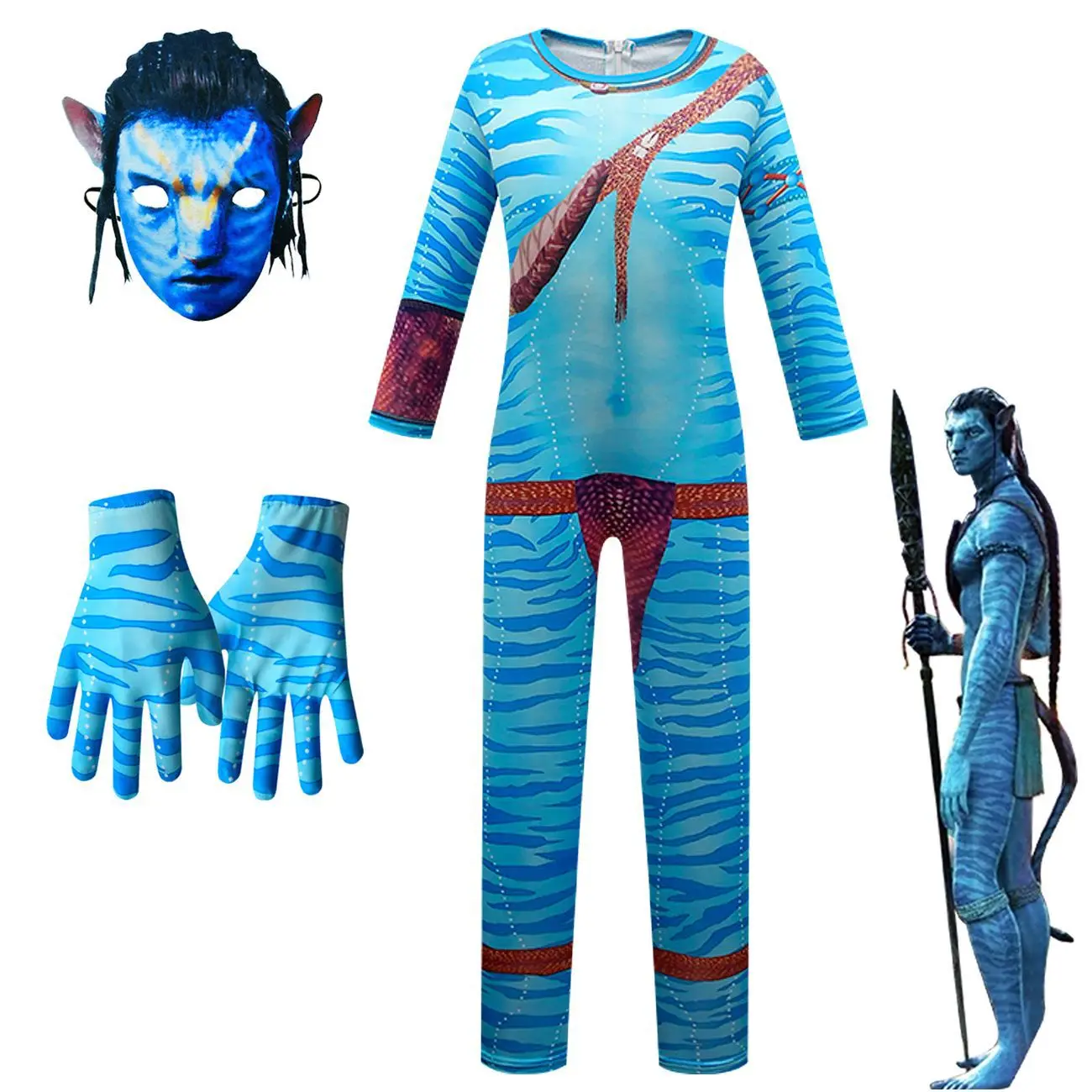 The Way of Water Alien Cosplay 3D Jumpsuit Gloves Mask Boys Girls Avataring 2 Cosplay Costume Halloween Party Bodysuit Clothes