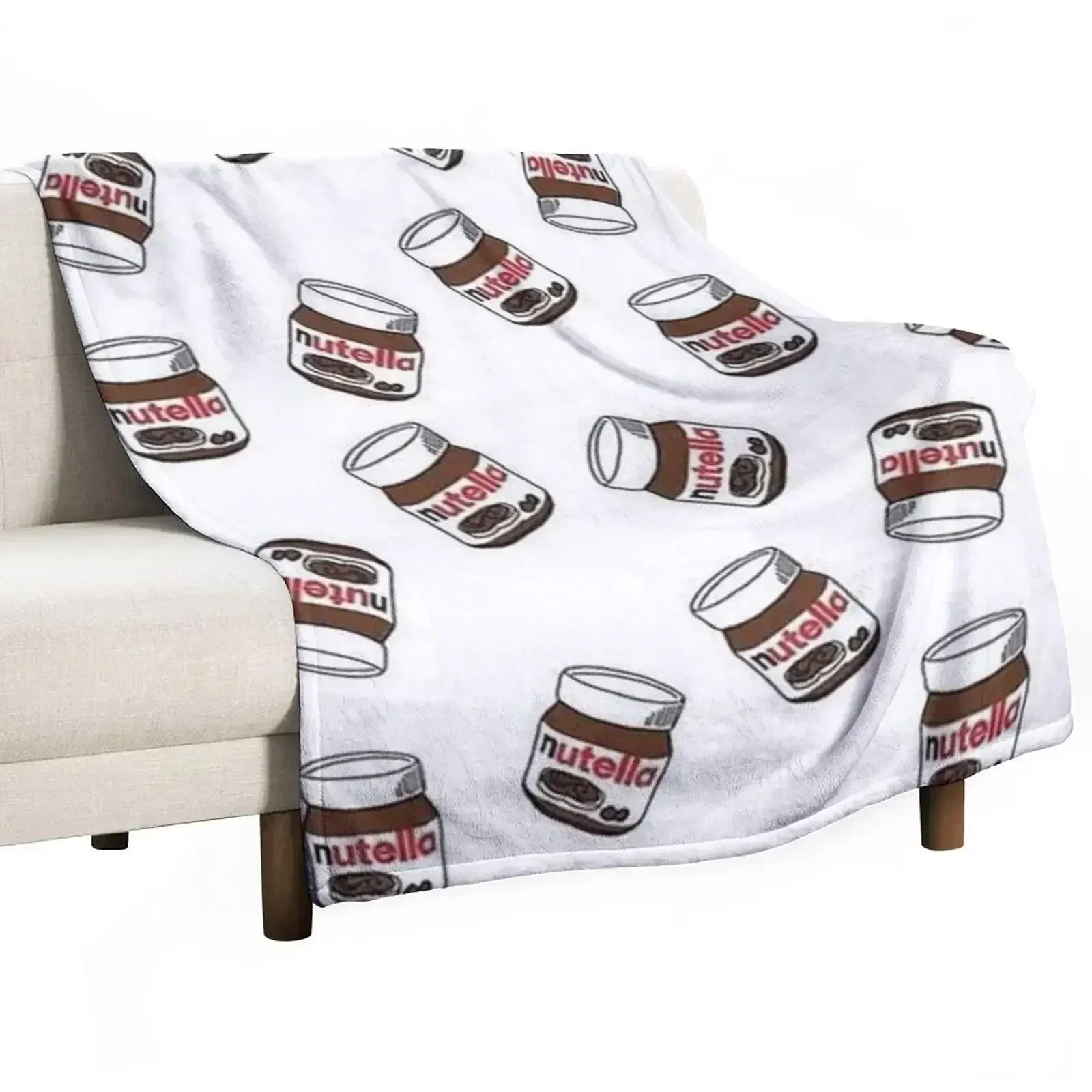 

Nutella Pattern Set Throw Blanket Camping warm for winter Cute Plaid Blankets