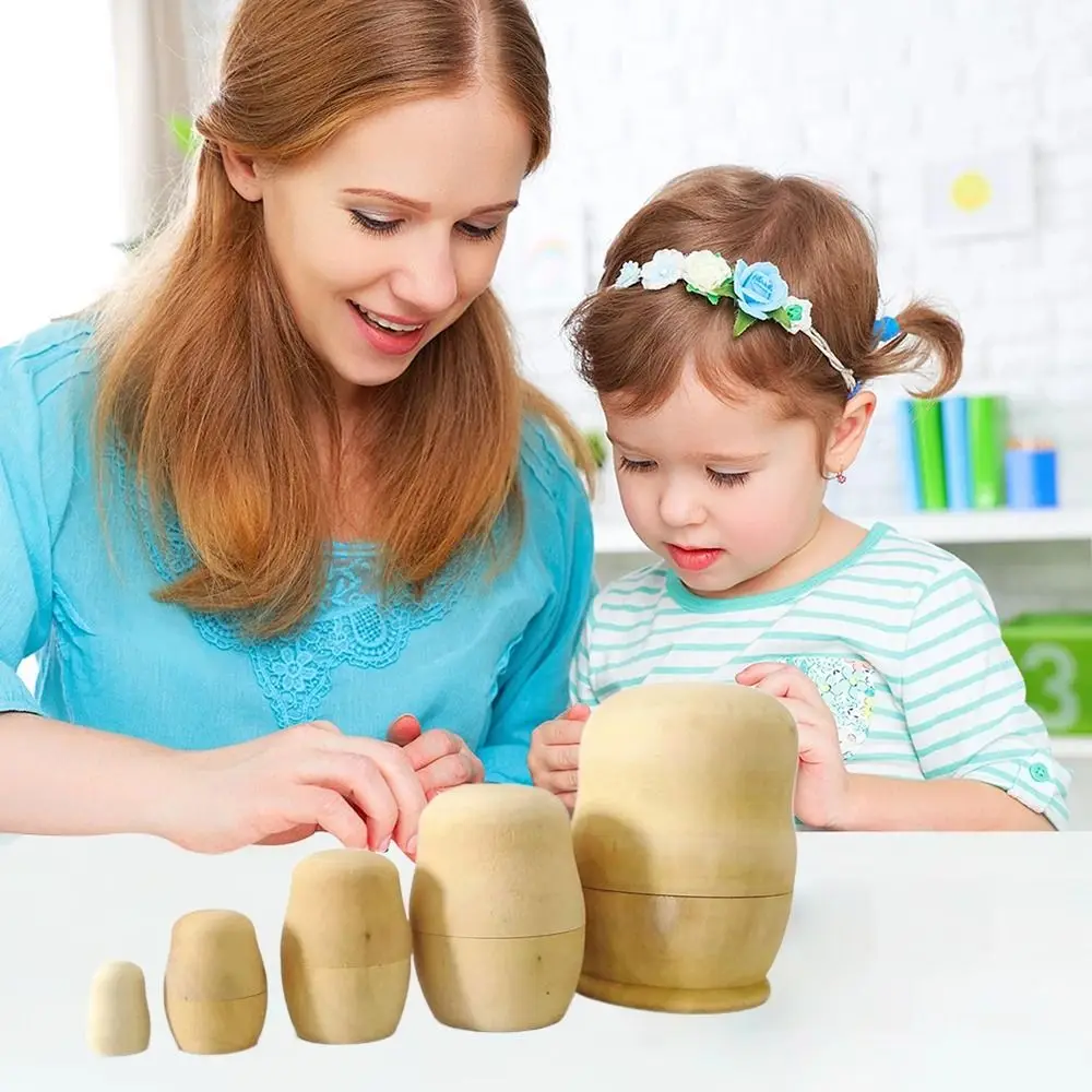 Material artesanal para guardería para niños, regalos para niños y niñas, juguete Matryoshka, muñecas rusas anidadas, embriones de madera en blanco
