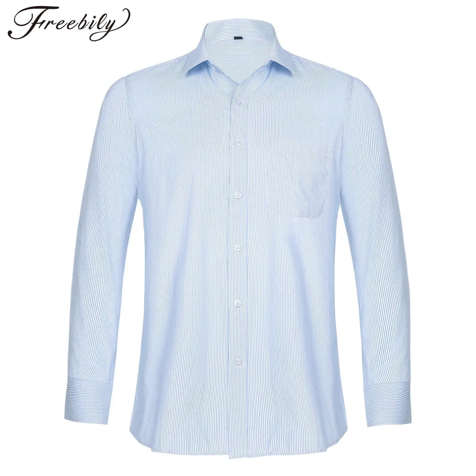 Work Shirts for Men Long Sleeve Striped Shirt Tops for Interviews And Formal Occasions Office Commute Casual Business Workwear