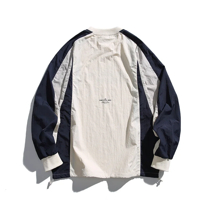 New Japanese Outdoor Cityboy Contrasting Sweatshirt Men's Sports Long Sleeved Pullover T-shirt Retro