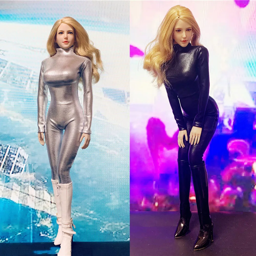 

CJG-W020 1/6 Scale Crossover Leather Elastic Tights Bodysuit Clothing 2 Colors For 12" Female TBLeague large bust Seamless Body
