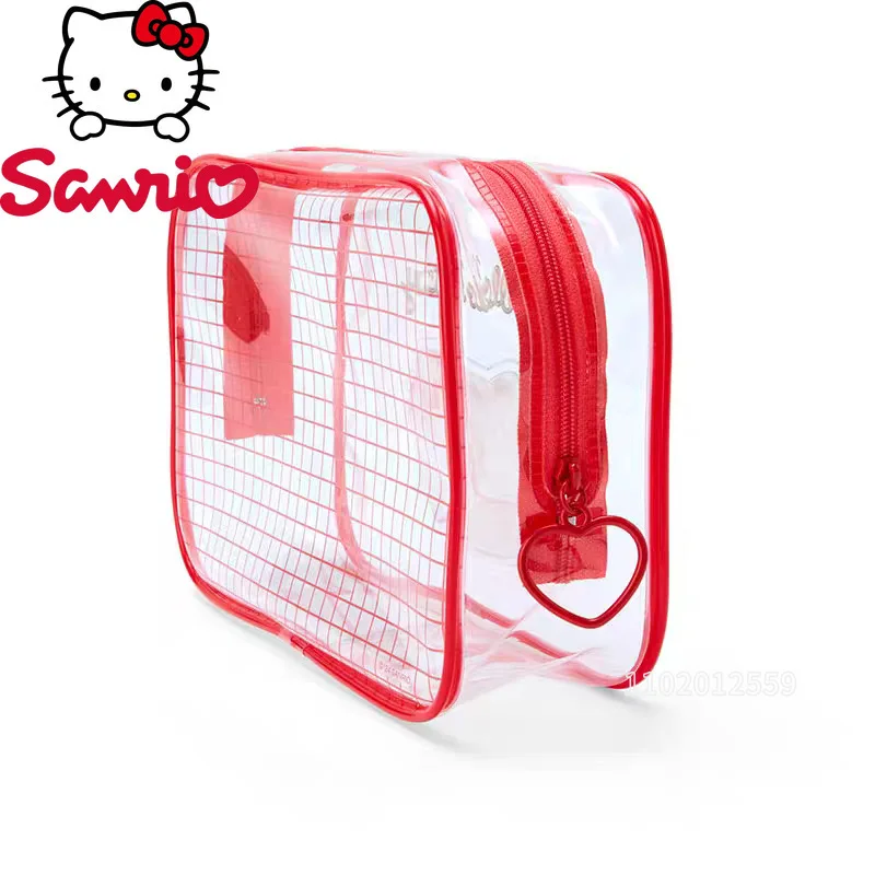  Hello Kitty New Transparent Cosmetic Bag Cartoon Cute Fashion Cosmetic Bag Large Capacity Leisure Travel Storage Bag