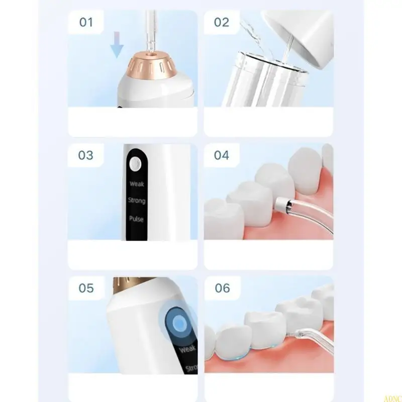 

A0NC Портативный беспроводной зубной пероральный ирригатор с 5 настройками давления воды и 300 мл водонепроницаемы