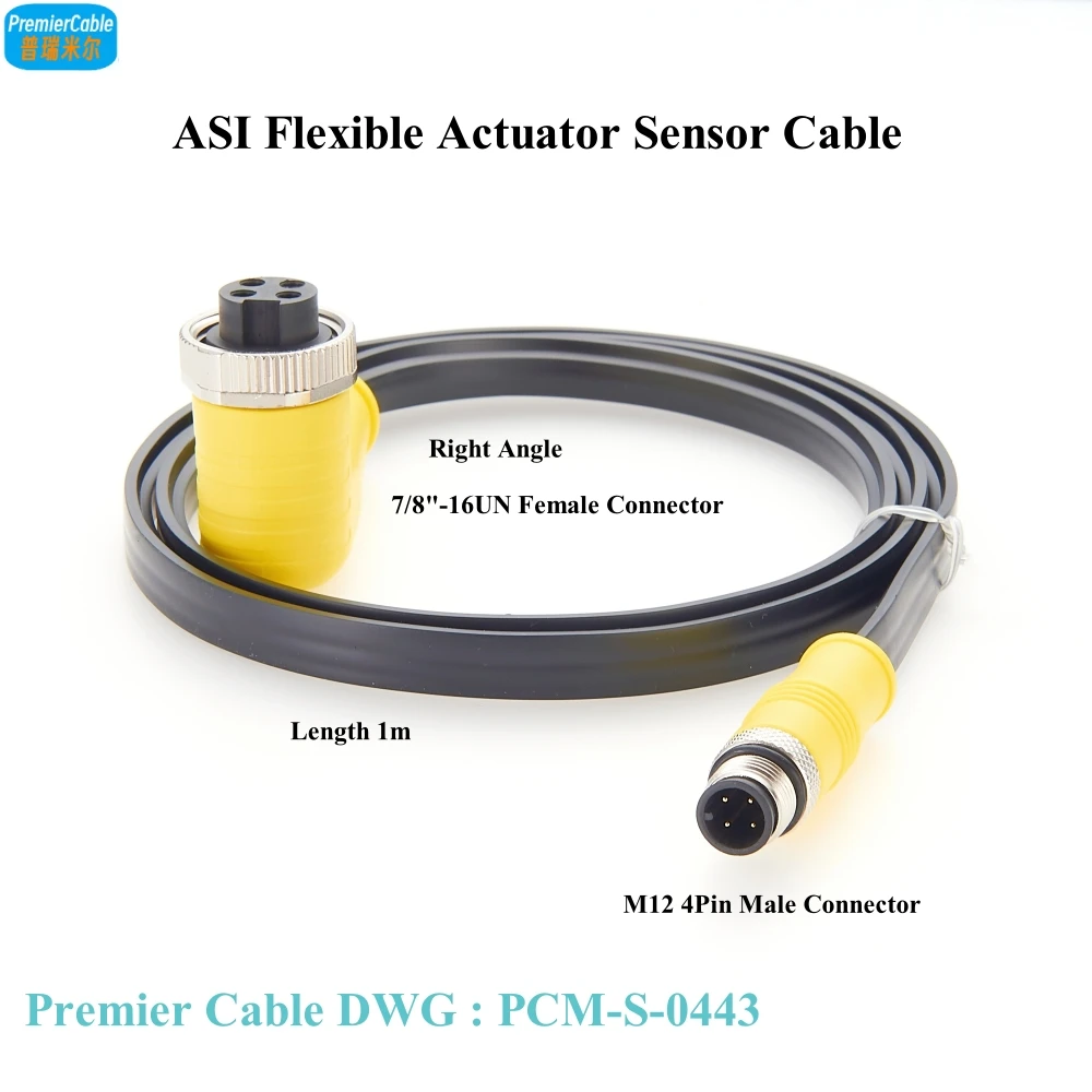 ASI Interface Flexible Actuator Sensor Cable Right Angle 7/8