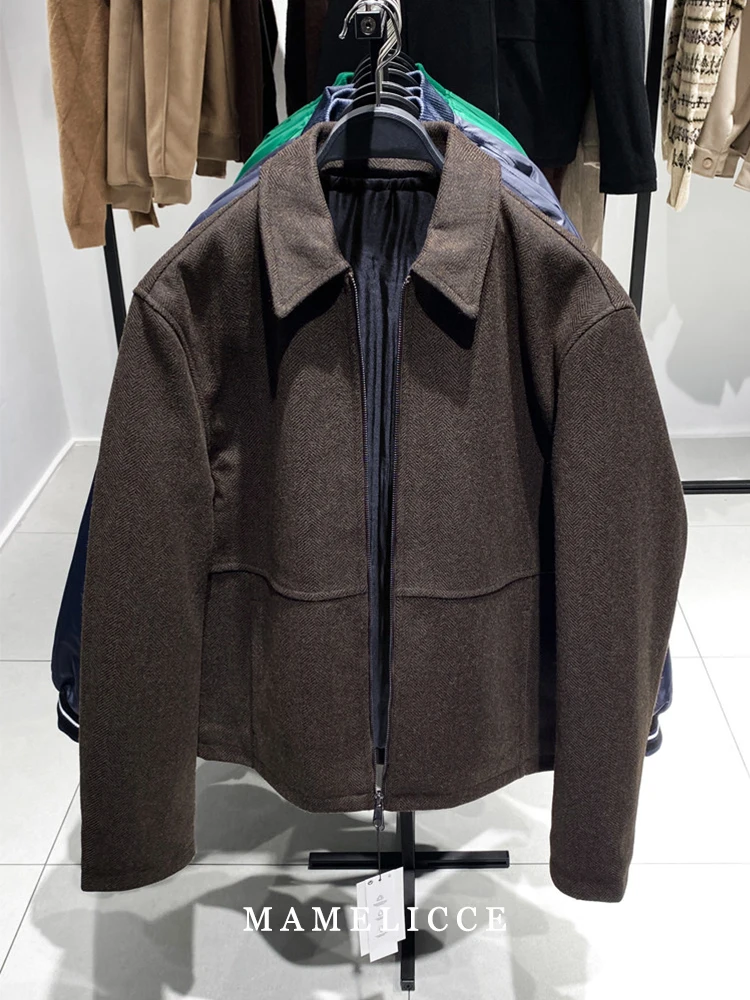 

MAMELICCE Original design Classic simple turn-down collar woolen jacket Cotton coat Autumn and winter man's clothing tops daily