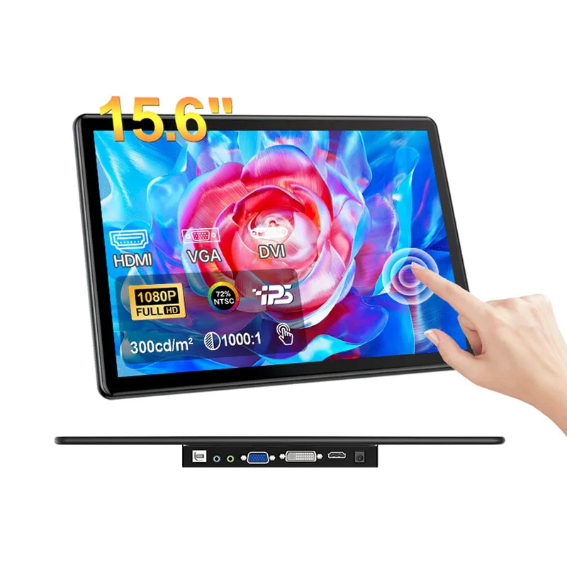 Verzending uit Duitsland 13,3 inch Touch Monitor 60Hz 1920*1080 VESA 75*75mm voor Office Home Work Gaming CCTV Compatibel met HDMI VGA USB AV met standaard
