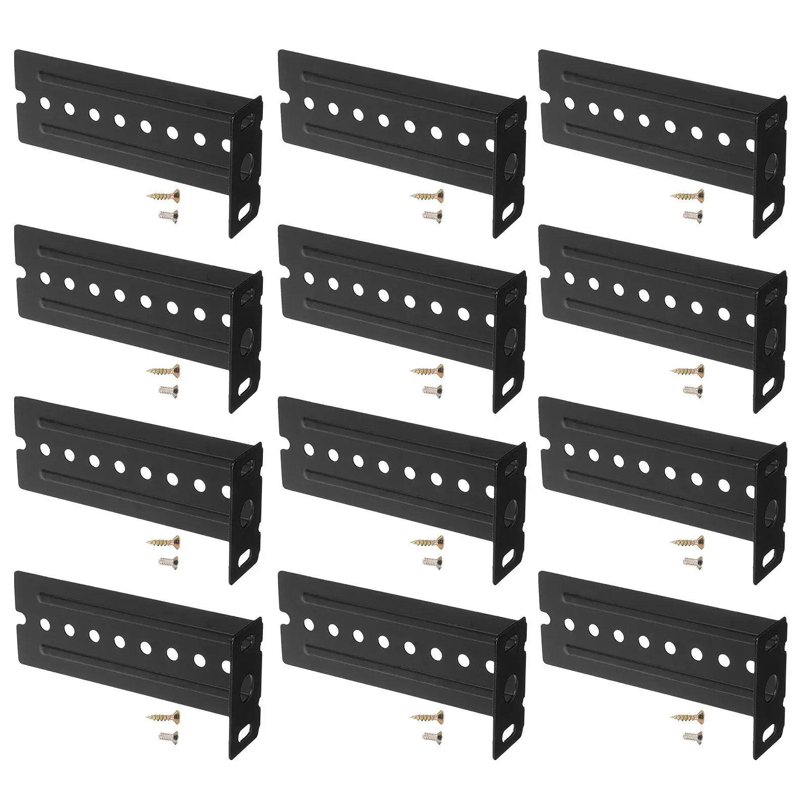 12Pcs Keyboard Slide Brackets Drawer Track Support Bracket for Under Desk Keyboard Tray Rails Stainless Steel Black