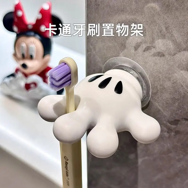 Cartoon Mickey Mouse Toothbrush Holder Disney Anime Mickey 3D Silicone Suction Cup Bathroom Wall Mounted Hanging Towels Holder