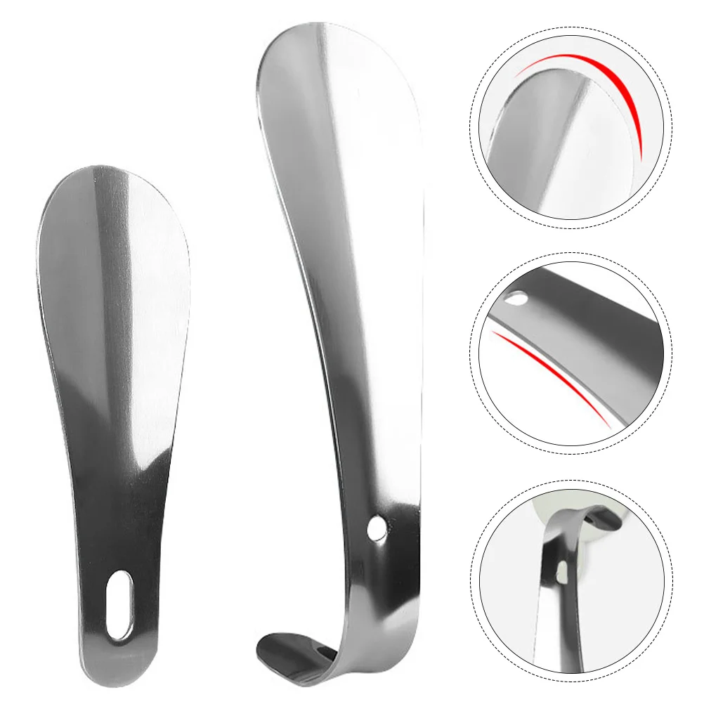 

2Pcs Stainless Steel Shoe Horn Long Handle Shoes Lifter Ergonomic Design Pull Shoehorn Anti Handle Shoe Lifter for Seniors