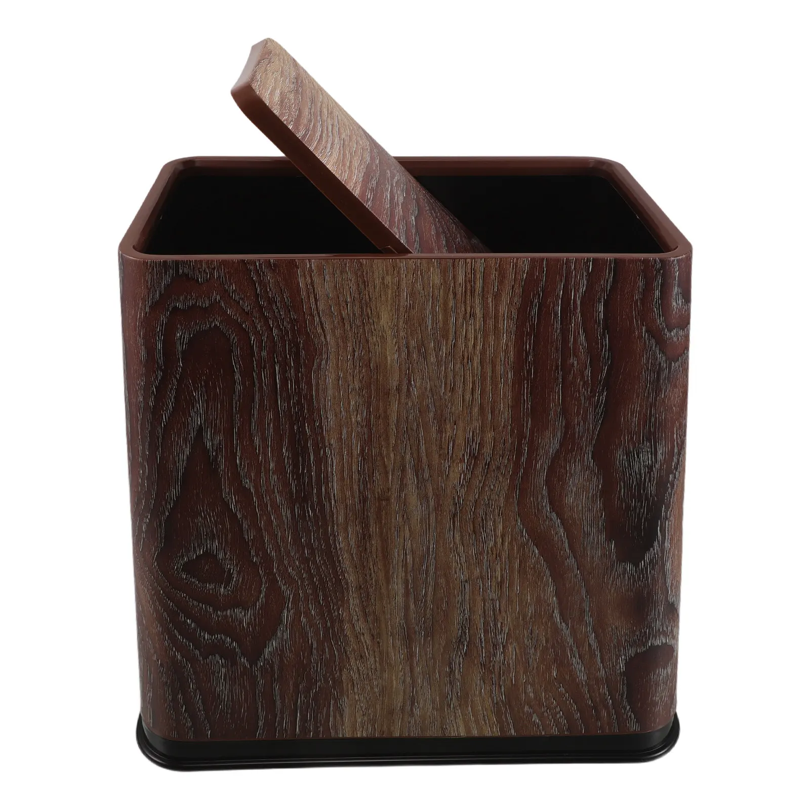 

Brown Narrow Plastic Trash Can Slim Covered Rectangular Space Saving Garbage Bin for Kitchen Bathroom Living Room