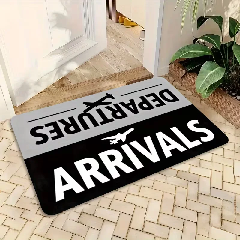 Arrivals Departures Funny Doormat Airport Sign Print Entrance Carpet Creative Front Entry Floor Rug Indoor Porch Home Decor