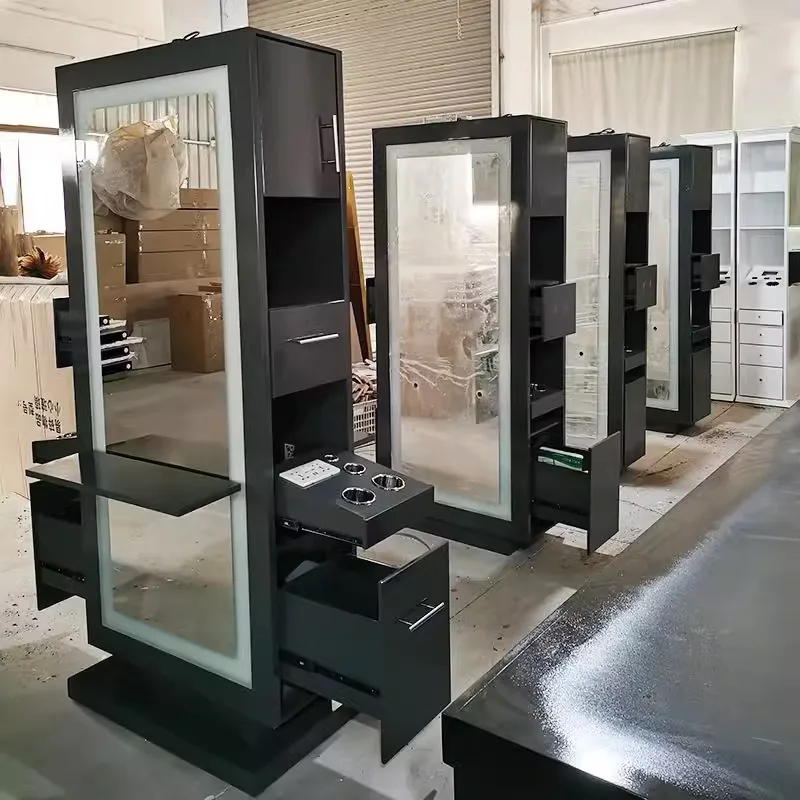 

Barbershop mirror table cabinet integrated desktop double-sided hairdressing mirror hair salon