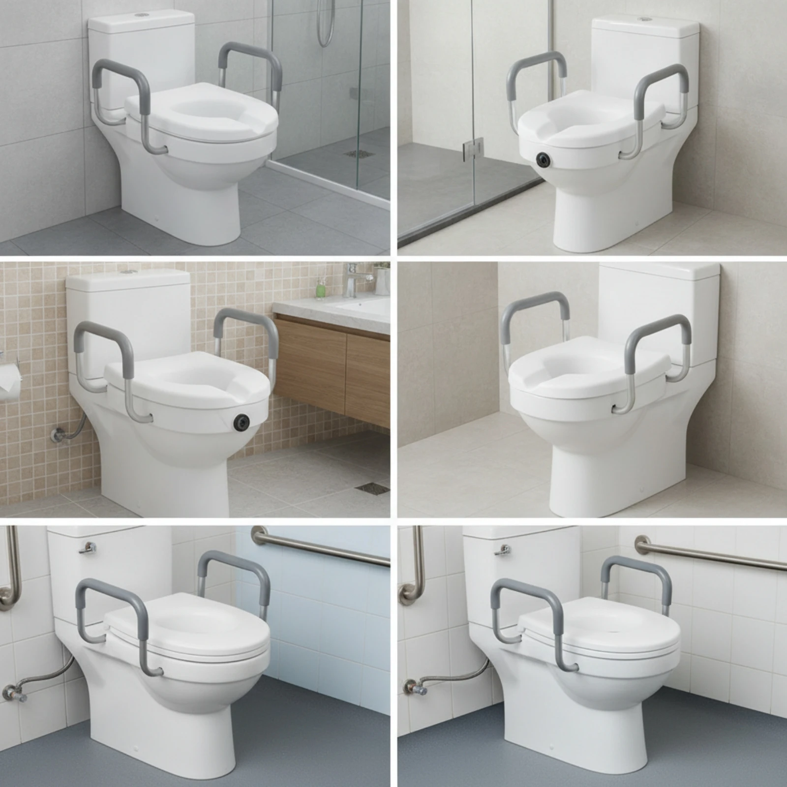 Toilet Seat Riser with Armrests Non-Slip Raised Toilet Seat with Armrests Medical Aid Easy to Clean Sturdy for Seniors