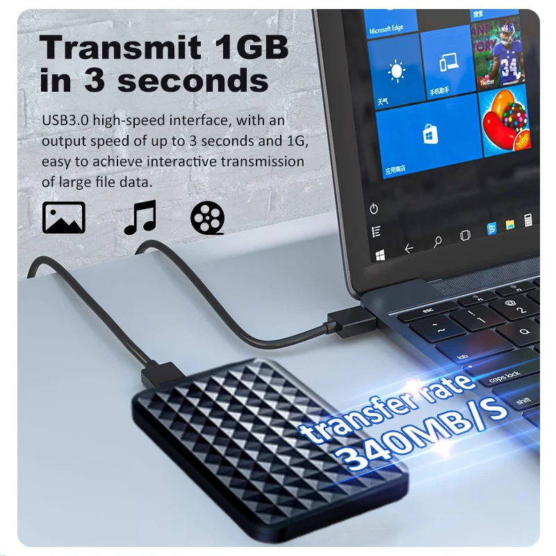 Caja HDD SSD de 2,5 pulgadas SATA a USB 3,0 4TB carcasa de disco duro externo Compatible con portátil UASP SATA III