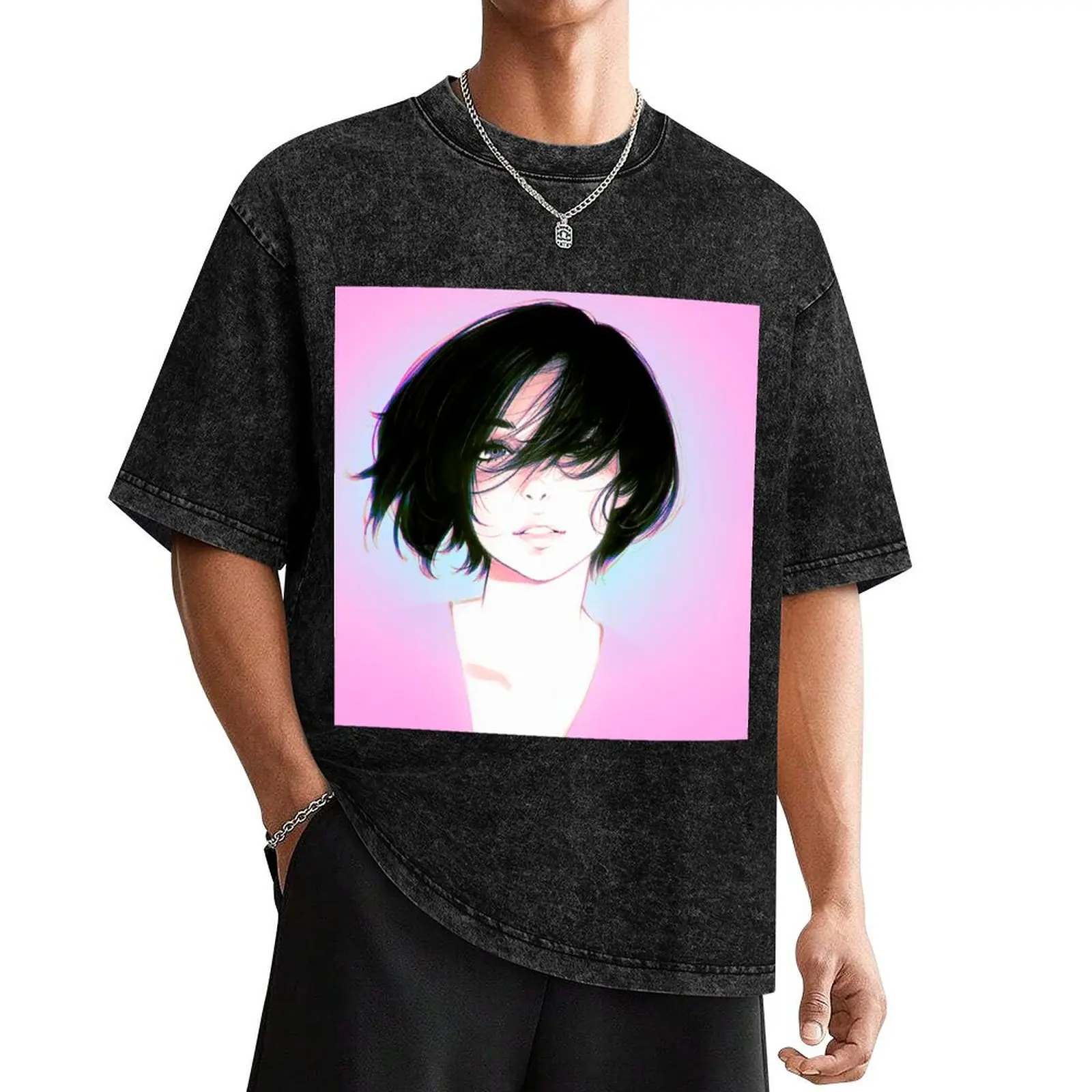 

A Look At Her Smile - Girl Draw - Manga Style T-Shirt street wear graphic t shirts compression shirt men