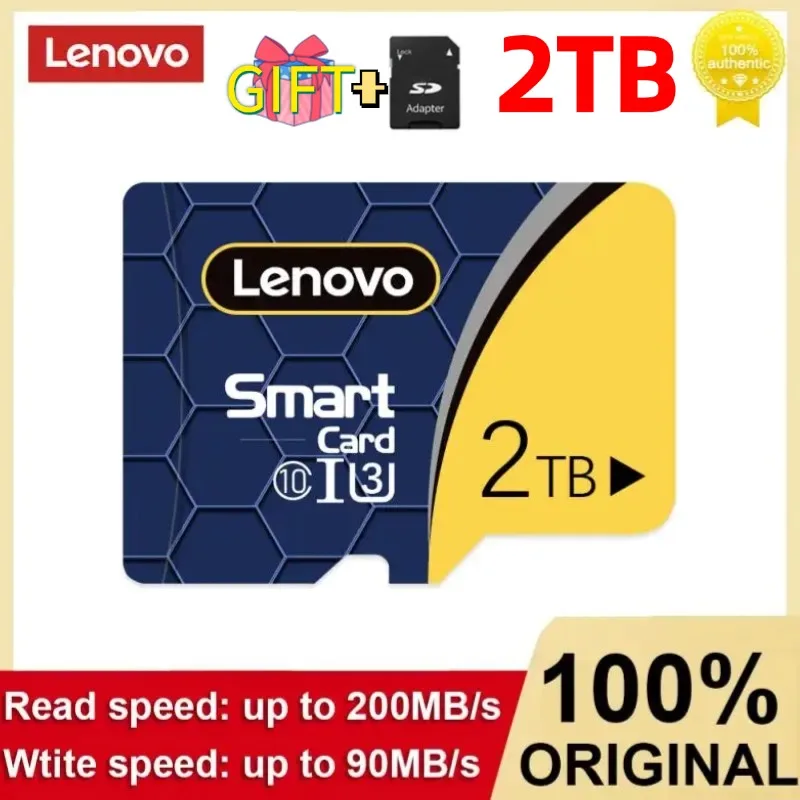 Lenovo-tarjeta de memoria Flash Clase 10, Micro TF, 2TB, 1TB, SD/TF, tarjeta SD de gran capacidad para PC, PS4, PS5, teléfono móvil