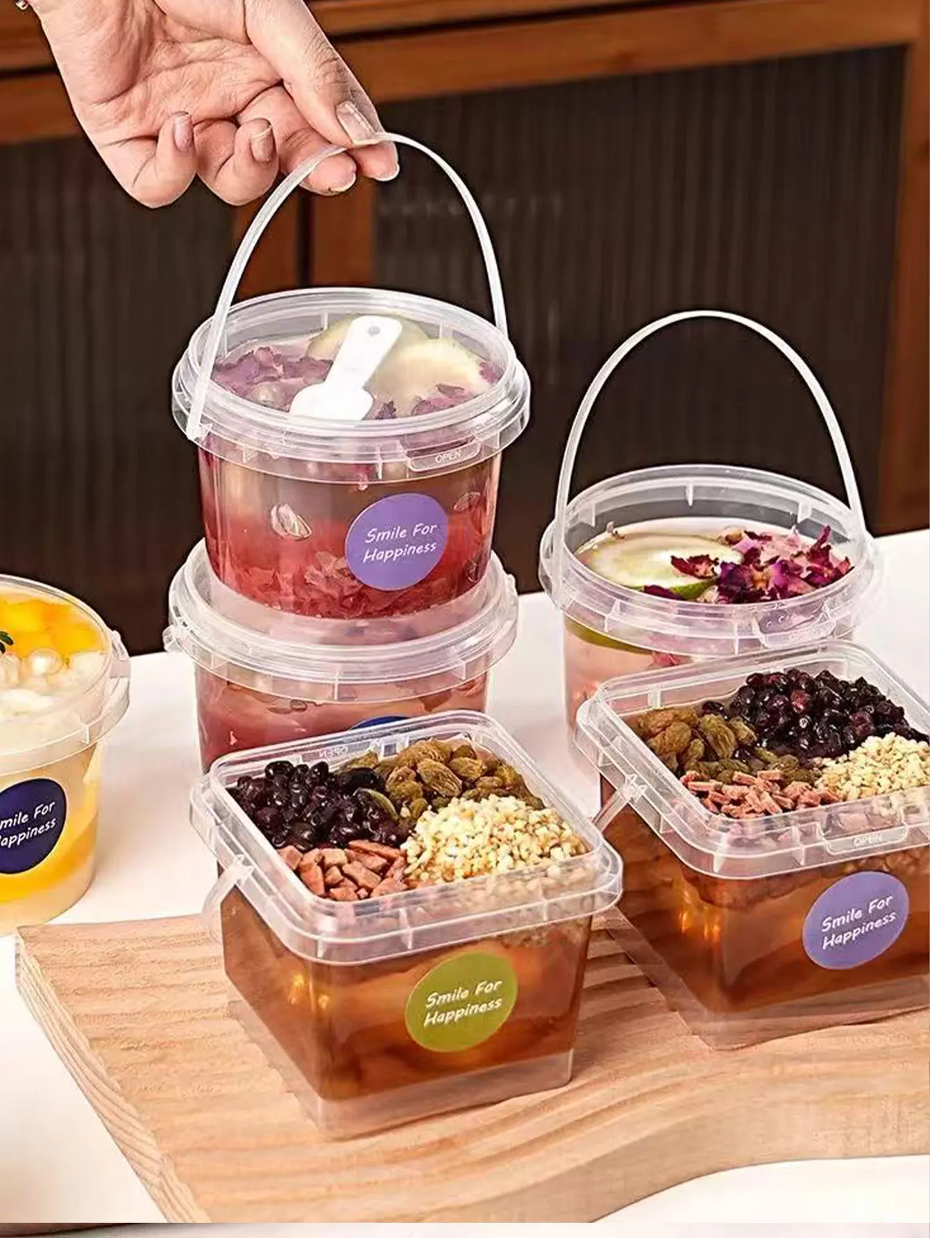 Vaso portátil para yogur, tazón para postres de gelatina, vaso especial de doble pared para leche, caja de embalaje para helado y postres congelados, mousse con tapa y cuchara, paquete mixto de 20 unidades