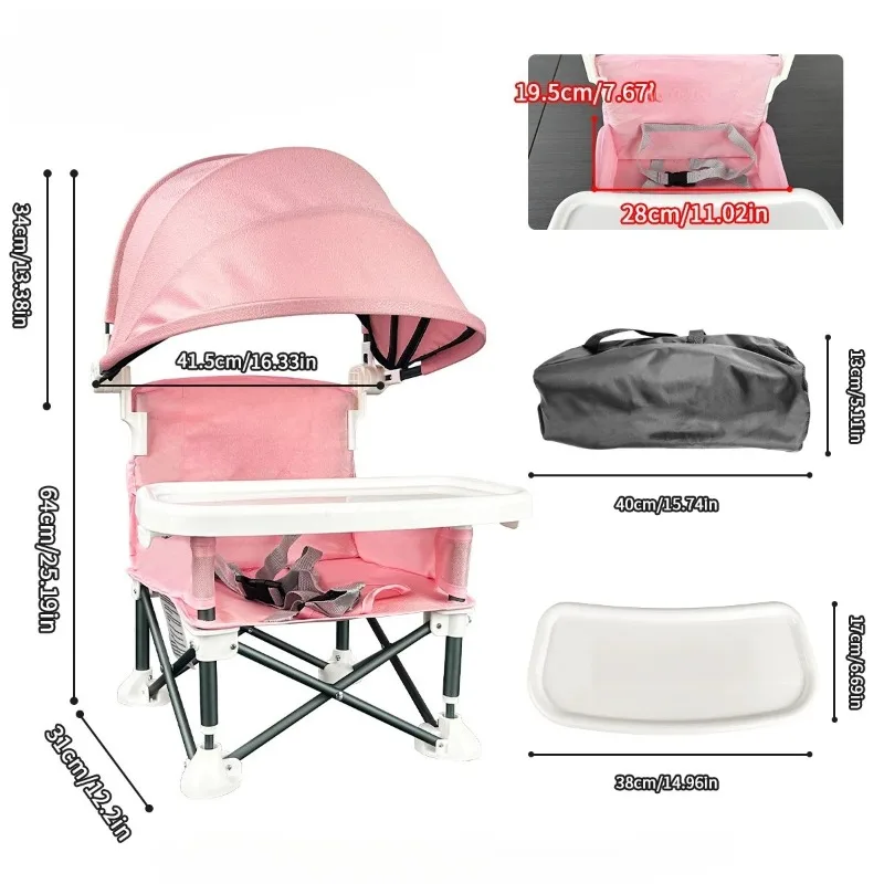 Portable Children's Dining Chair  Lt Can Be Used To Increase The Seat Height With Safety Belt  Foldable  And Detachable Plates