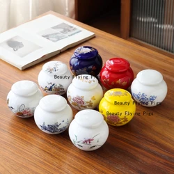 Customized Ceramics Mini Tea Can Small Portable Travel Portable Powder Sealed Jar Chinese Retro Tea Packaging Box Tea Container