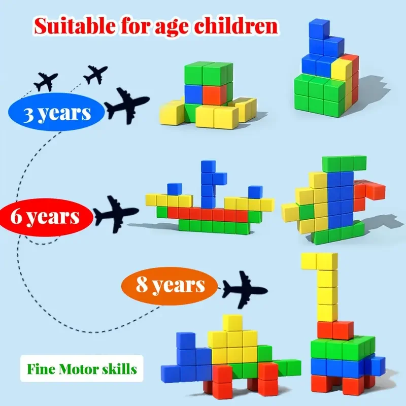Kleurrijk 3D leren opbouw mijn magnetische kubussen, doe-het-zelf constructief cognitief magnetisch speelgoed voor kinderen, geschikt voor jongens en meisjes