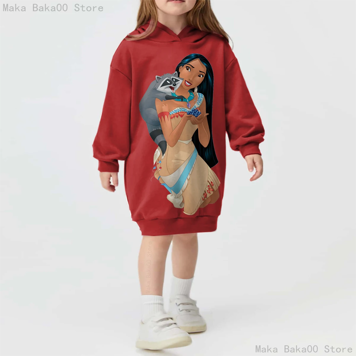 

Girls Sweater Dress Disney Cartoon Po Jia Kang Princess Print Long Sleeve Casual Sweet Party Cosplay Girl Sweater
