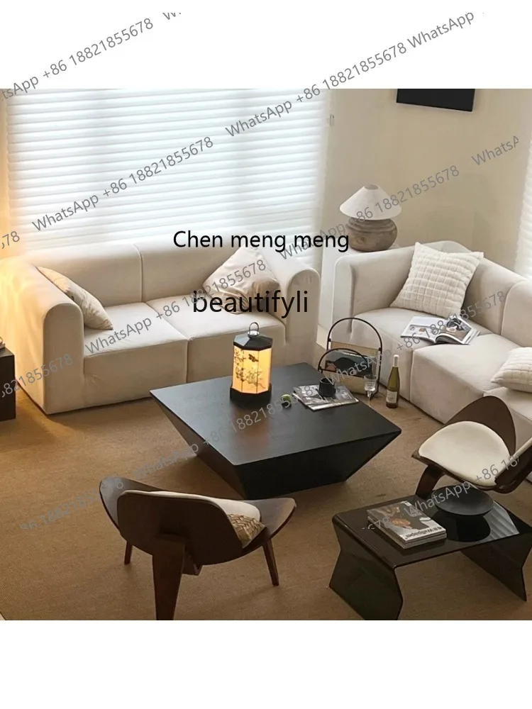 Retro Square Coffee Table Small Apartment Living Room B & B Furniture Creative Simple Inverted Triangle Mid-Ancient Tea Table