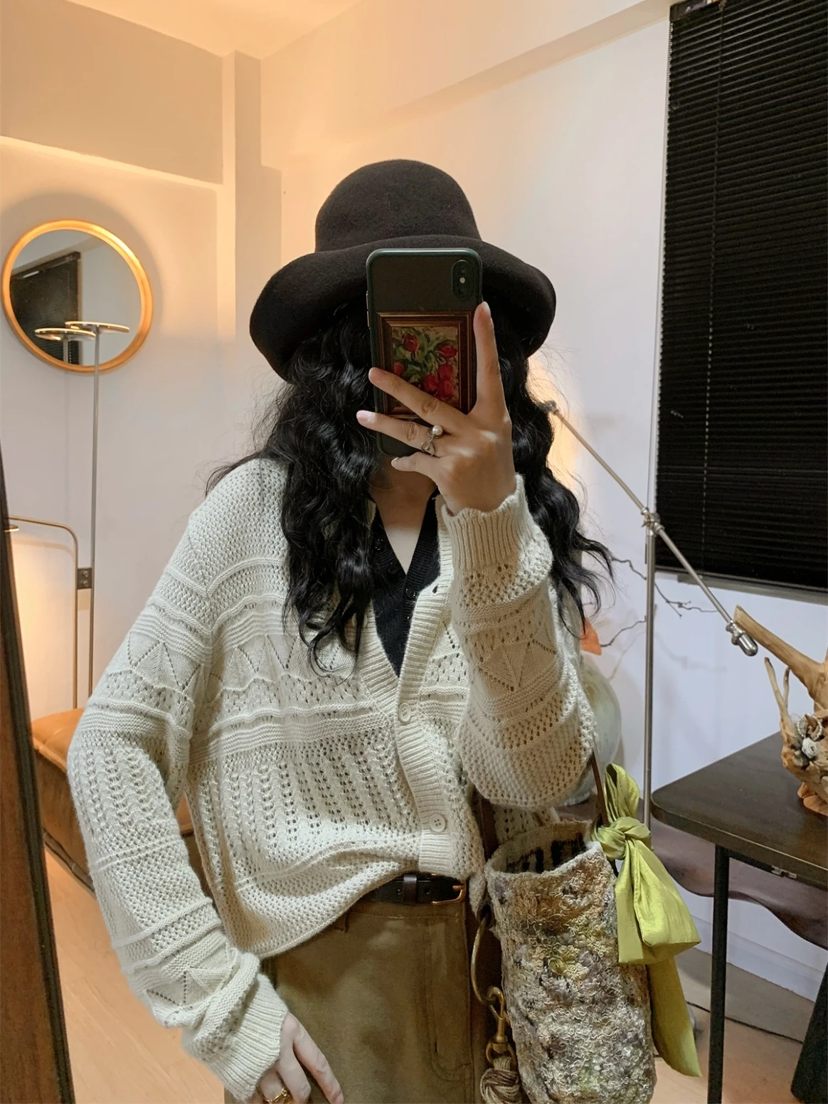 

Романтический ажурный вязаный кардиган-свитер женский свободного кроя, тёплый, для осени и зимы, с длинными рукавами...