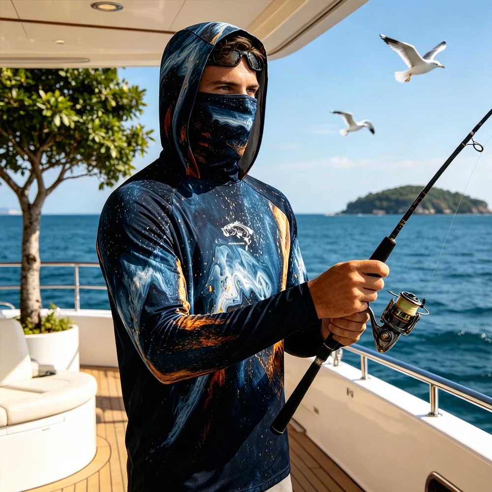 Fishing Mask Sun Protection - Men's Outdoor UV Hoodie Long Sleeve