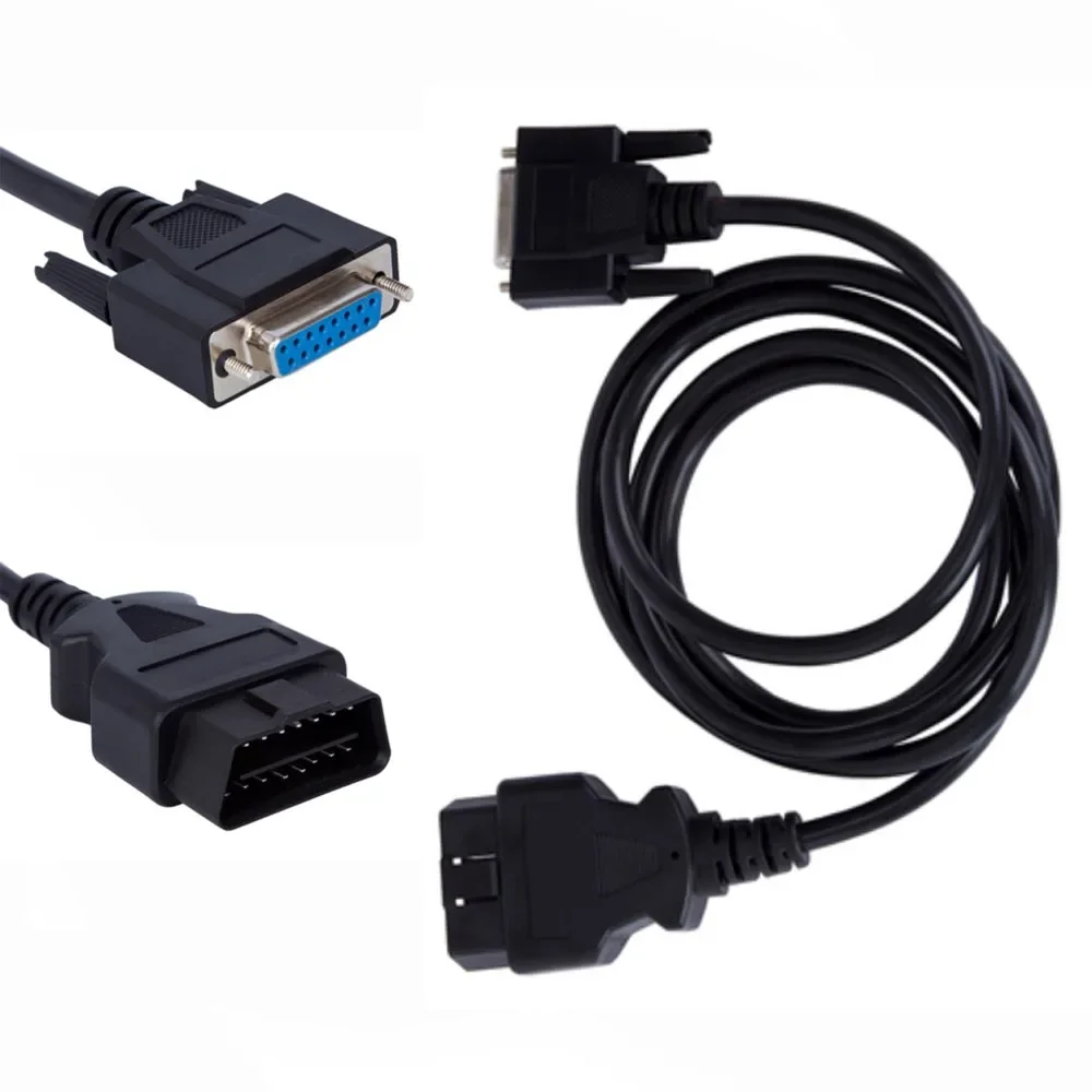 150CM OBD2 16Pin Male To DB15Pin Female DP 15PIN Cable OBD To DB15 Pin Female Interface 16 Pin Connection Car Extension Cable