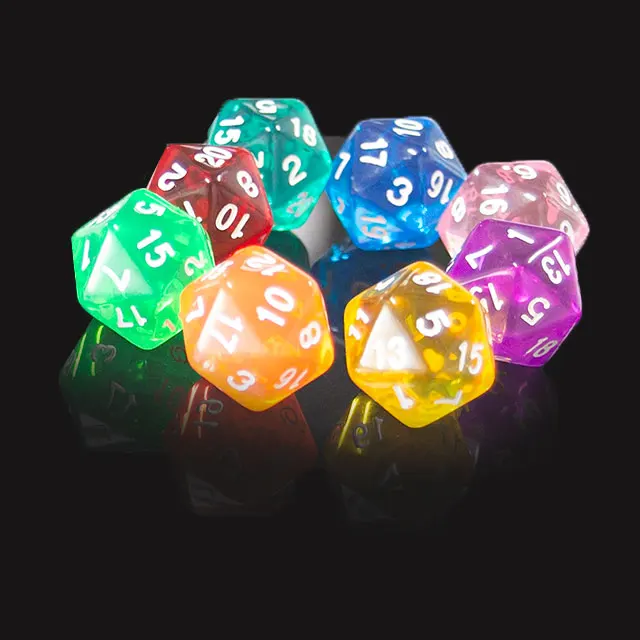 60Pcs Multi-Sided Dices Mixed Color Hot Selling Acrylic Ktv Fun Dice Board Game D20 Dices Table Board Game for Home view 5