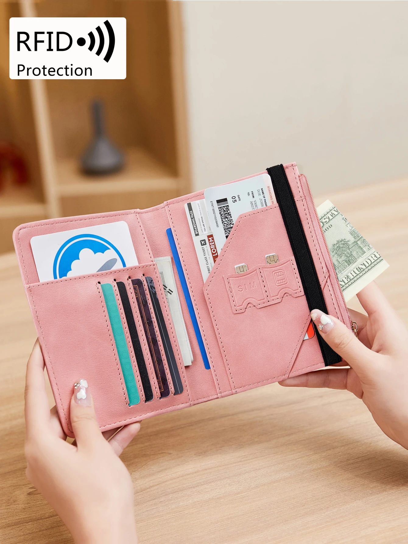 Fashionable and minimalist RFID travel passport set PU multifunctional business card/credit card/change passport wallet neutral