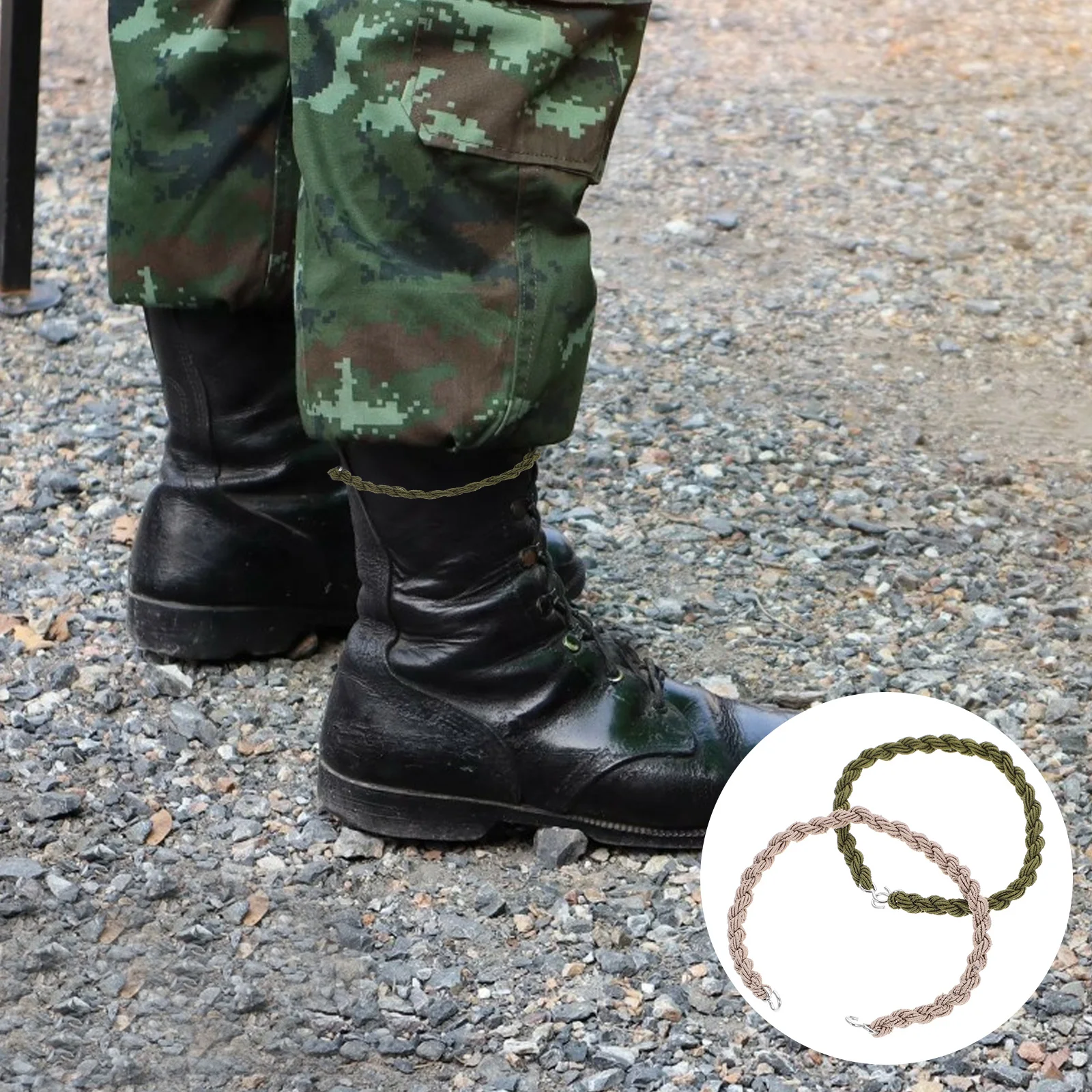 

8pcs Elastic Boot Bands Leggings Ropes Outdoor Straps Polyester Yarn Metal Hooks Black Green Camping Hiking Accessories
