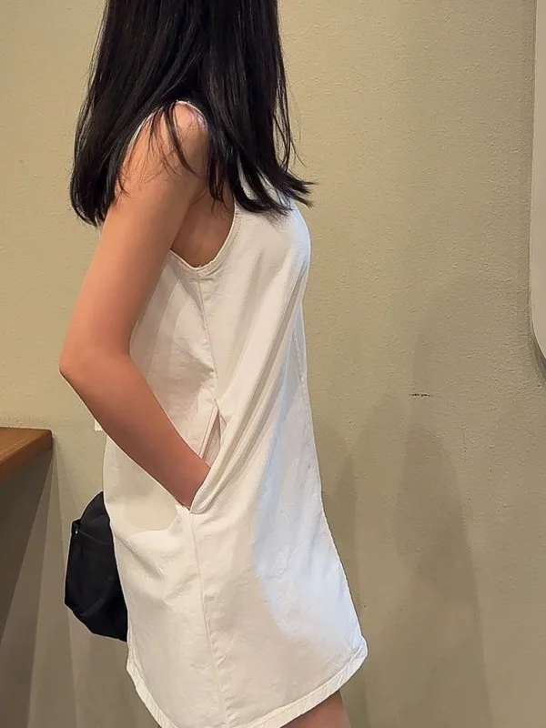 Chique zomer los denim vest Dr dames open ba riem ontwerp casual woon-werkverkeer Sle pure kleur f ingeknoopte kraag