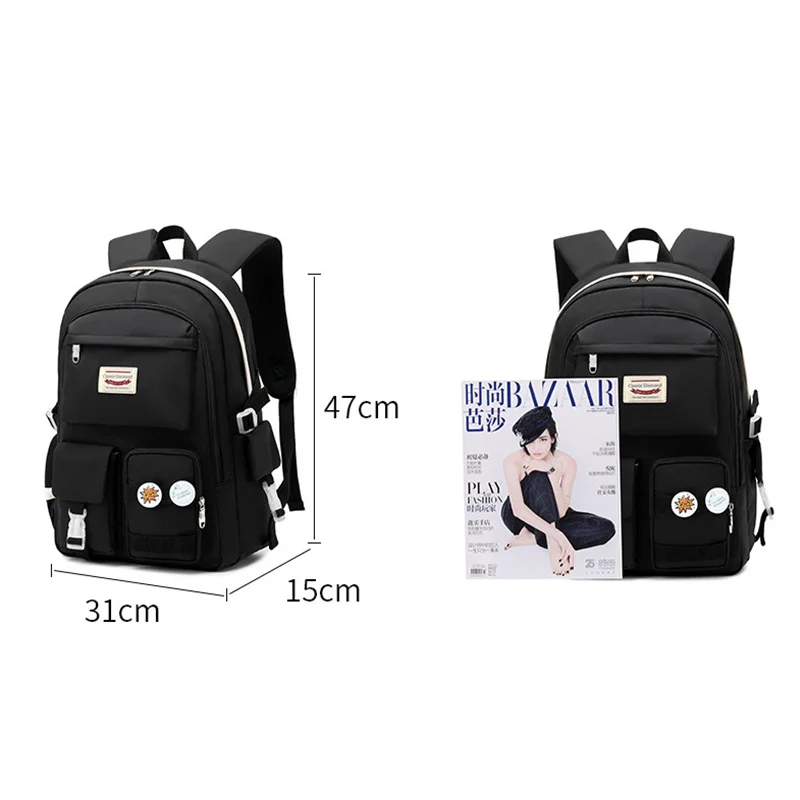 OYIXINGER Female Junior School Bag For 15.6 Laptop Student Large Capacity Backpack Girl Casual College Bag Ladies Travel Bags