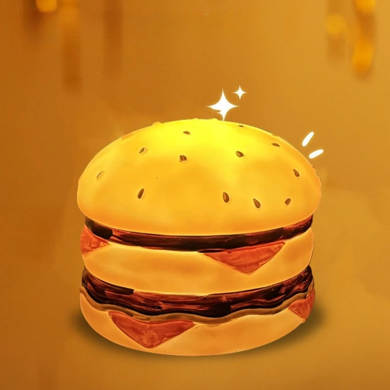 New Fun Burger Design Hand Drawn Patting Night Light Children's Sleep Atmosphere LED Night Light Festival Gift