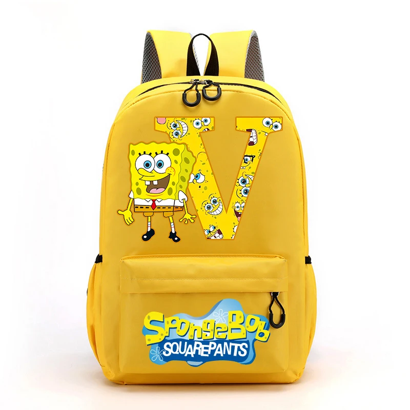 New Spongebob Girls\' School Backpack Kawaii Cartoon Letter Printed School Bag Children\'s School Backpacks Kids Birthday Gifts