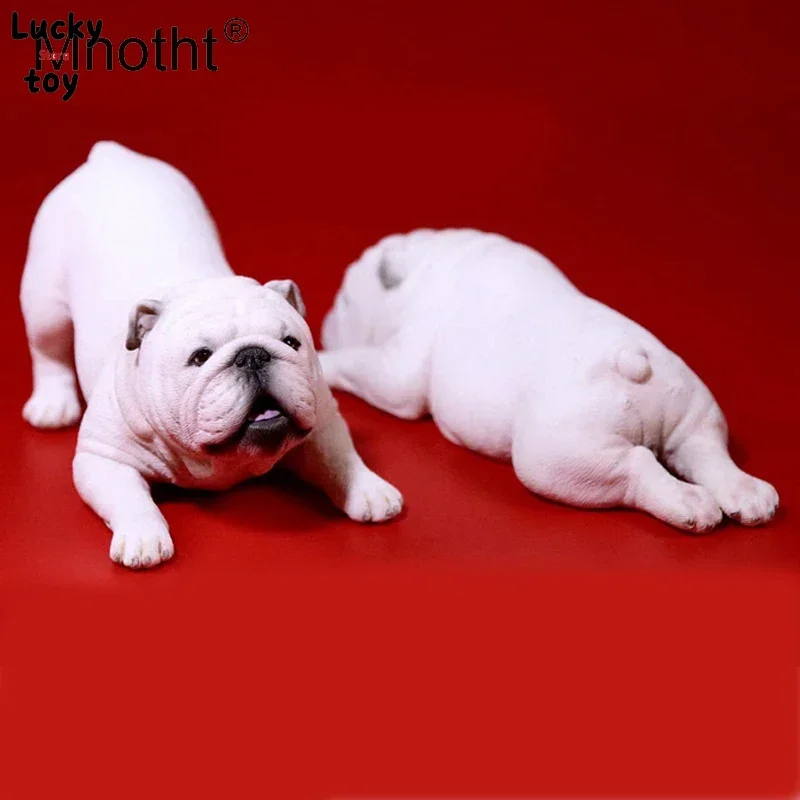 Mnotht Toy 1/6 Scale 1Pair British Bulldog Model Naughty & silly adorable Animal Pet Dog Carve Model For 12in Action Figure Toys