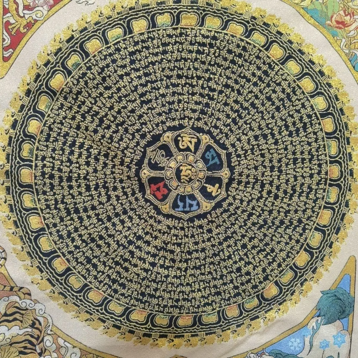 Tibet Tibetan Cloth Silk Buddhist six-syllable mantra Thangka Tangka Embroidery Painting Embroidery Hanging Pictures