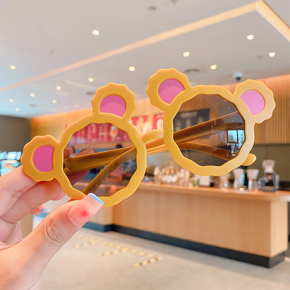 Children\'s Cute Sunglasses Cartoon Bear Ears Sunscreen Sunglasses Girl Fashion Personality Kids Sunglasses Birthdays Gifts