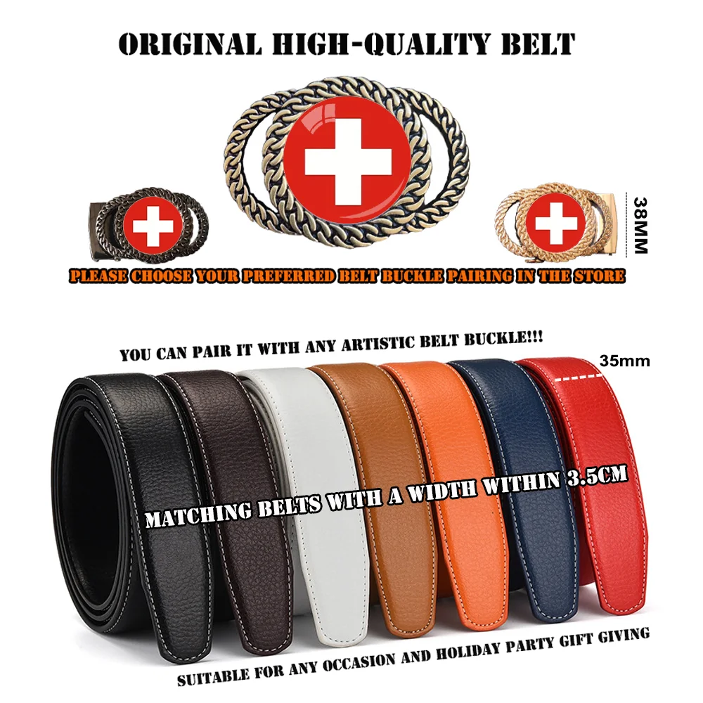 Swiss flag pattern automatic ratchet belt buckle fashion personalized waist accessory best gift for patriots