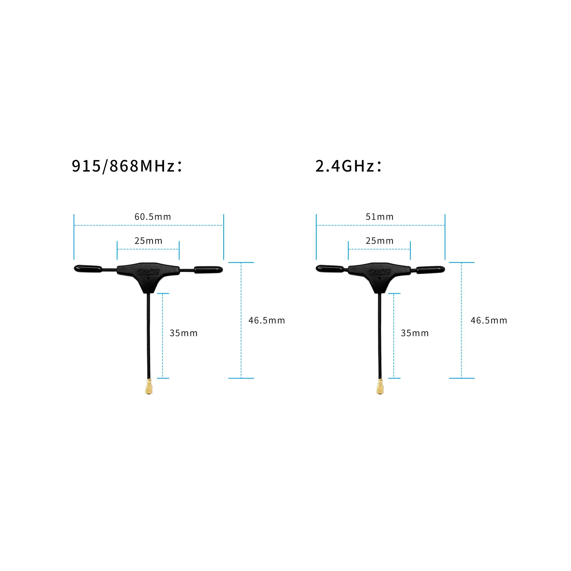 1PC GEPRC 2.4G 915MHZ 2DBI T Antenna IPEX1 35mm 75mm for TBS Nano FRSKY R9mm ELRS Receiver DIY Parts