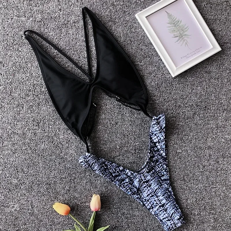 Leopard Splicing High Leg Cut Out Female Swimwear One Piece Swimsuit Women Backless Monokini Sexy Bather Bathing Suit Swim Lady