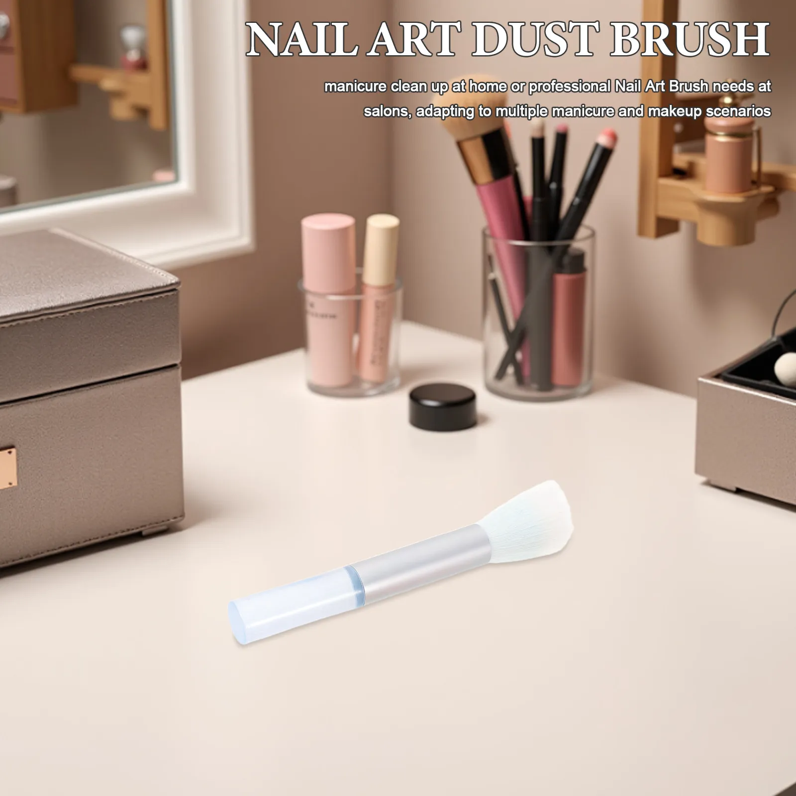 3Pcs Nail Art Dust Brushes Ultra Soft Bristles Nail Dust Powder Remover Brush for Salon Home Manicure Makeup Blusher Brush Set